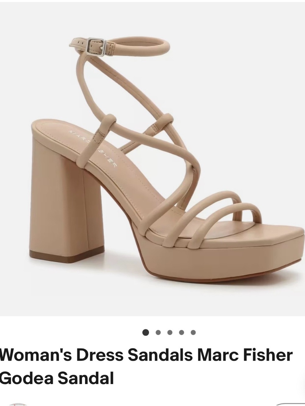 Marc Fisher Godea Nude Strappy Platform Block Heel Sandals Size 10